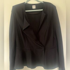 CAbi Black Women's Blazer with Feminine Draped Front